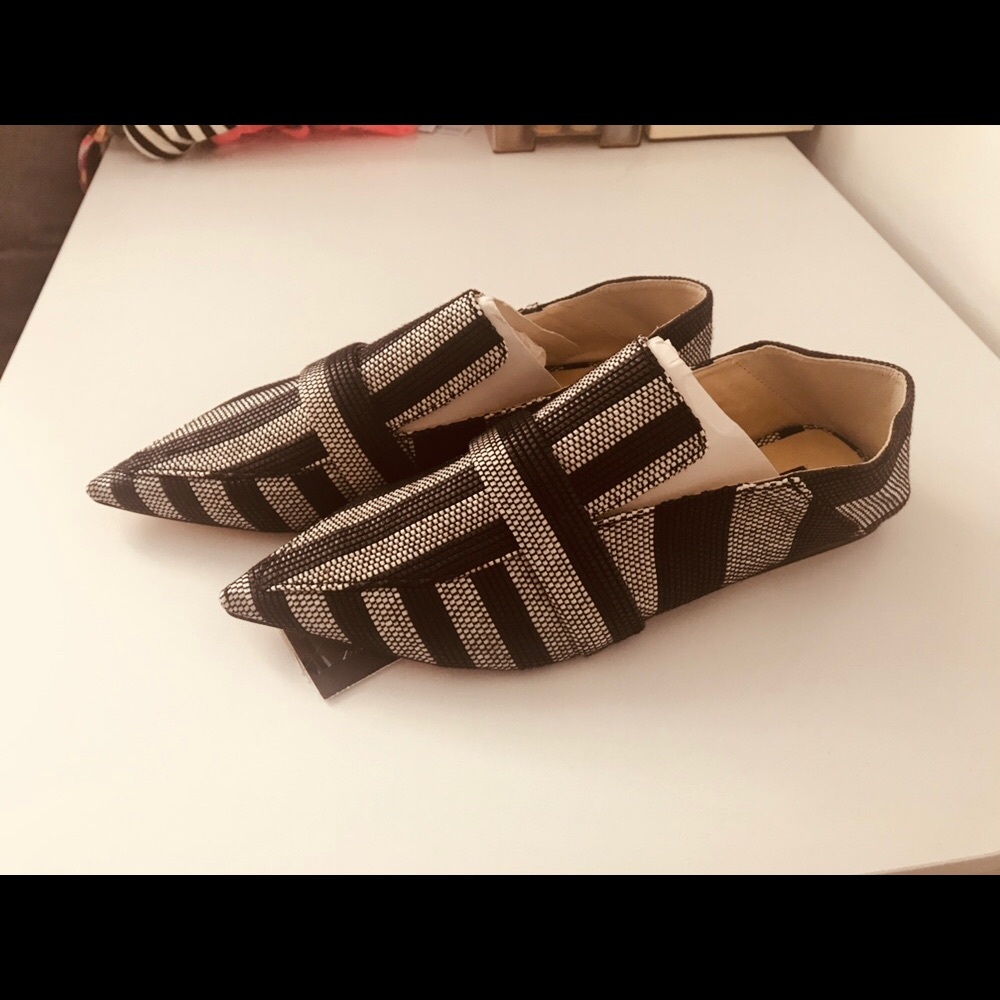 Zara Striped Pointy Flats